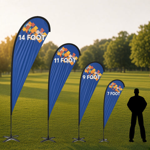 Teardrop flag size chart
