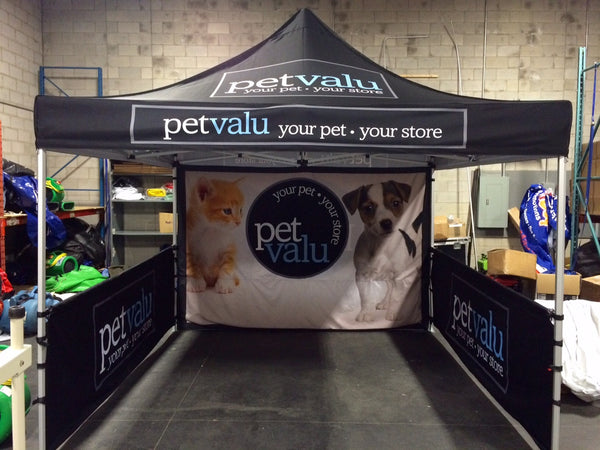 Custom Tent 10x10 Package #3 Made in Canada - Frame, Canopy, Backwall & 2 Side Half Walls