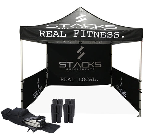 Custom Printed Pop up tent with back wall & side walls